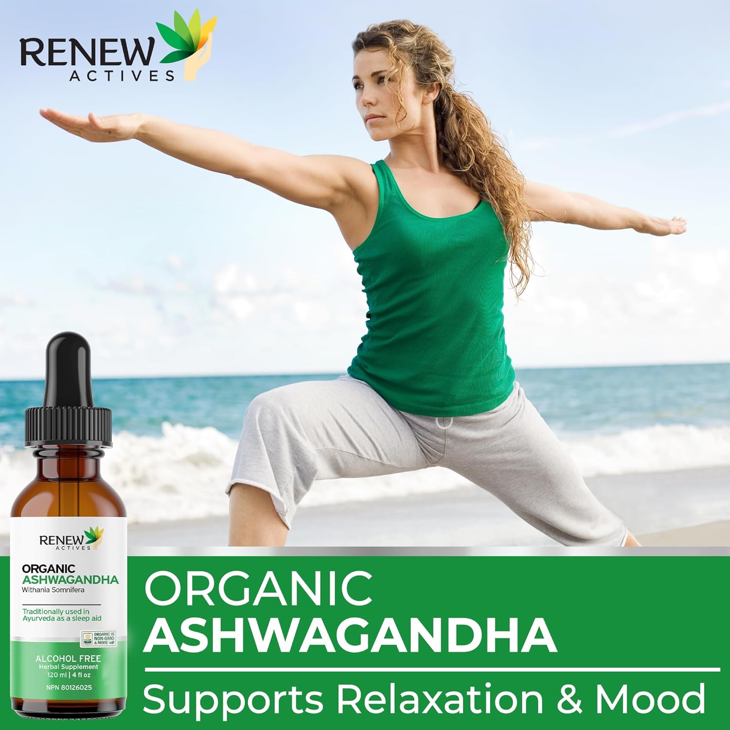 Renew Actives Ashwagandha Liquid - Cleansing Rejuvenative Tonic and Sleep Aid Supplement - 120 ml