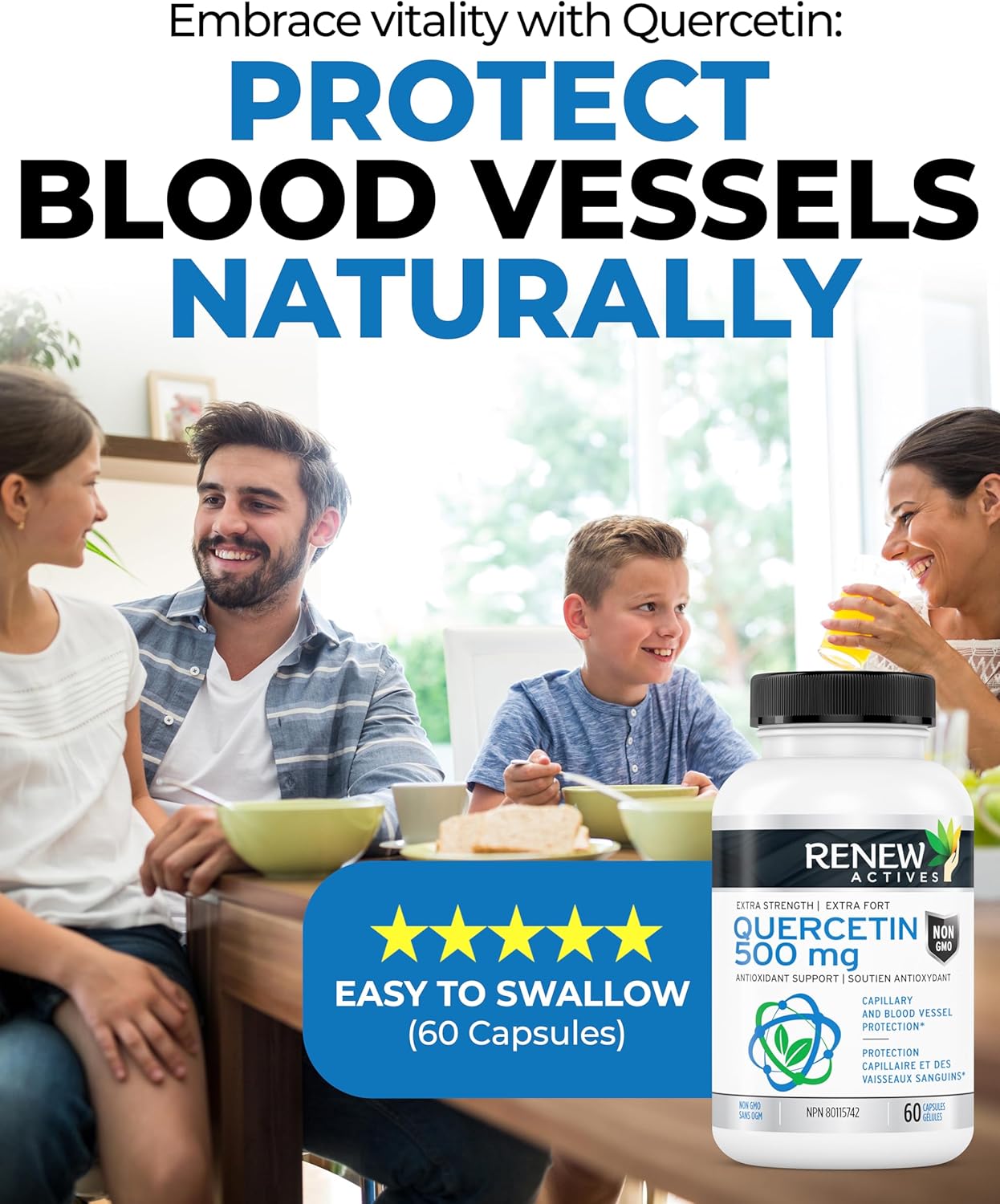 Renew Actives Quercetin 500mg, 60 Capsules, Natural Bioflavonoid Antioxidant