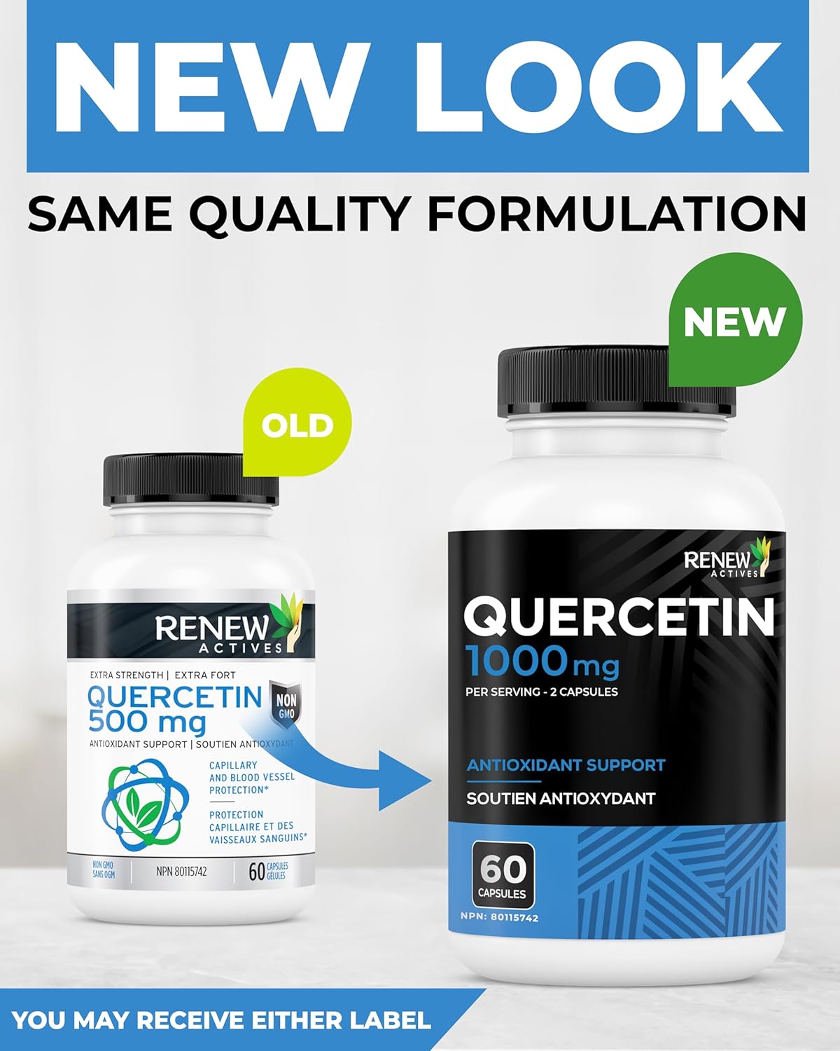 Renew Actives Quercetin 500mg, 60 Capsules, Natural Bioflavonoid Antioxidant