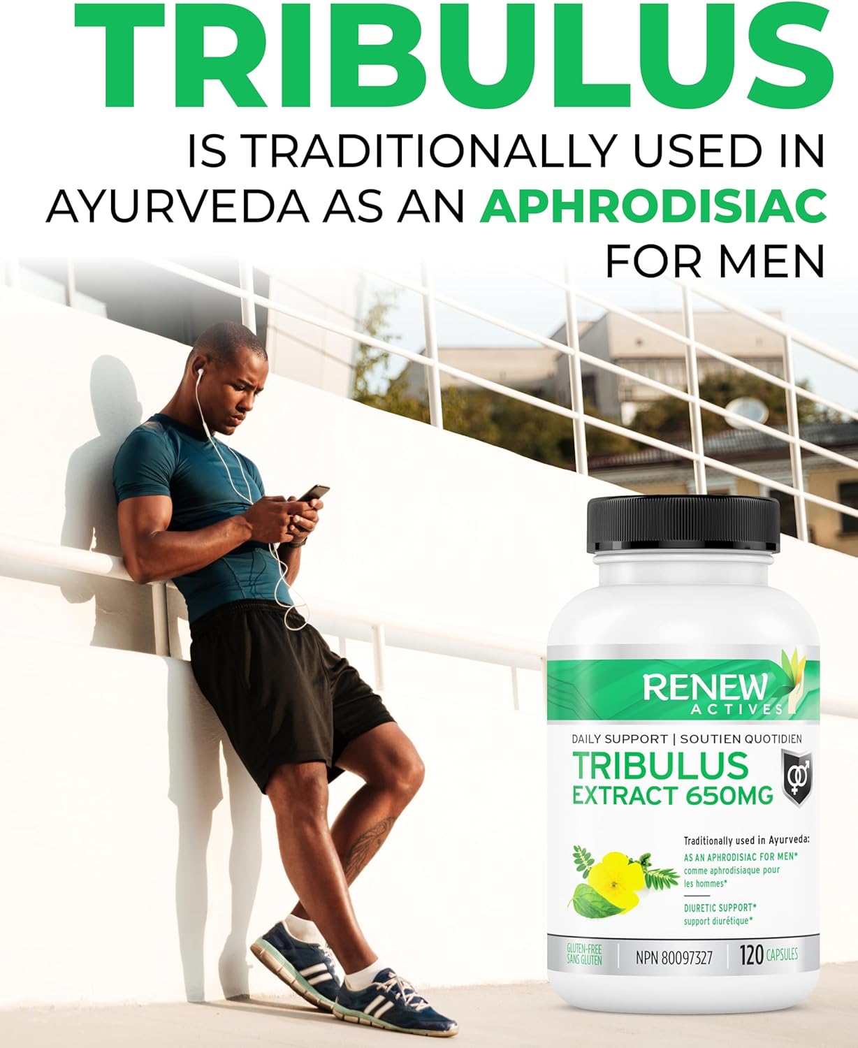 Renew Actives Tribulus Terrestris Extract: 1300mg Tribulus Powder Supplement with 45% Saponins