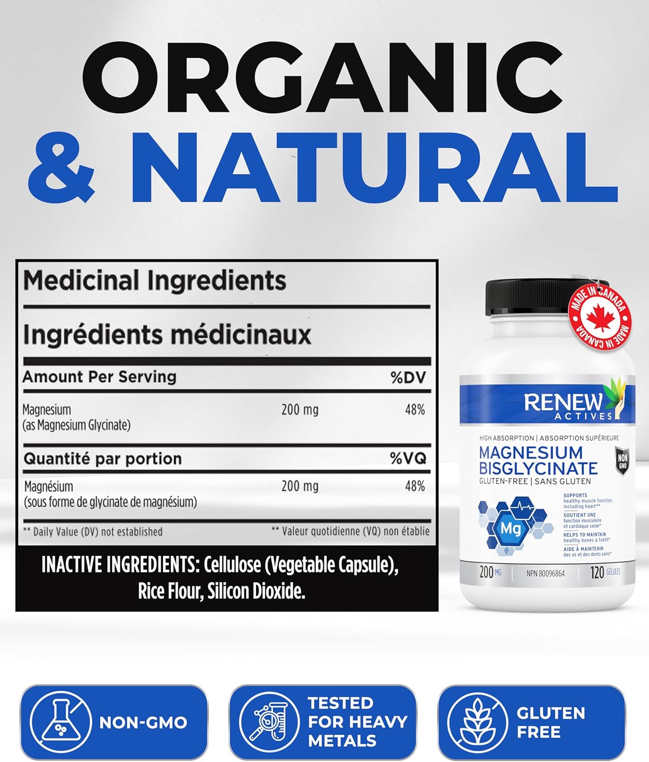 Renew Actives Magnesium Glycinate Supplement 200 mg