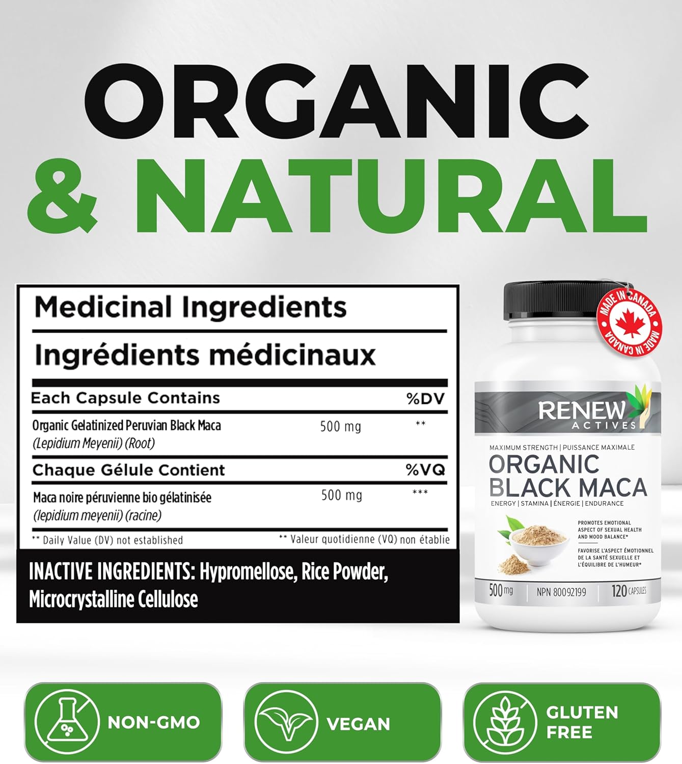 Black MACA Dietary Supplement Pills 1000mg - Gelatinized Peruvian Black Maca Root Powder
