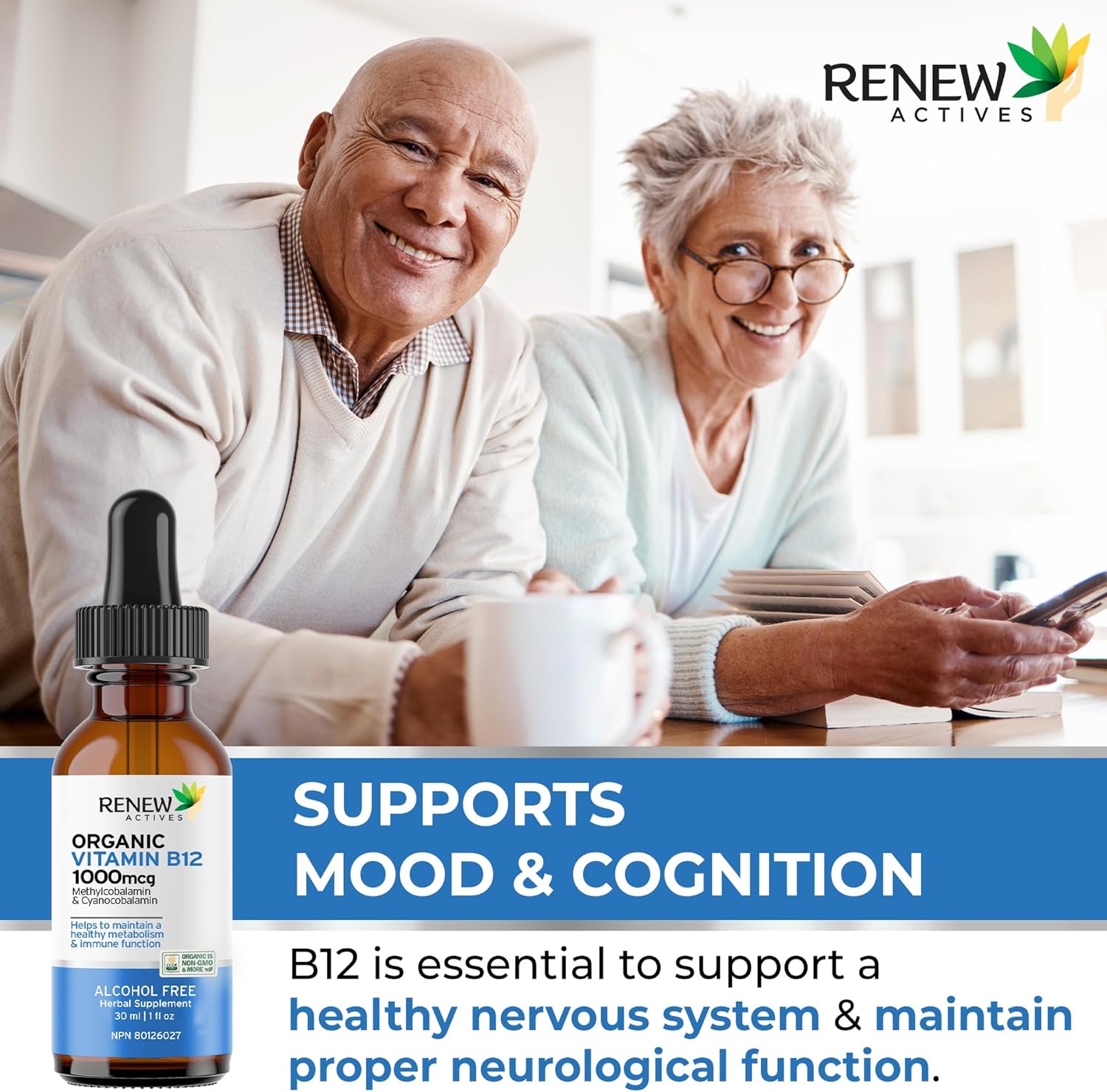 Renew Actives Premium B12 Liquid - Vegan Liquid Extract Supplement, 30ml