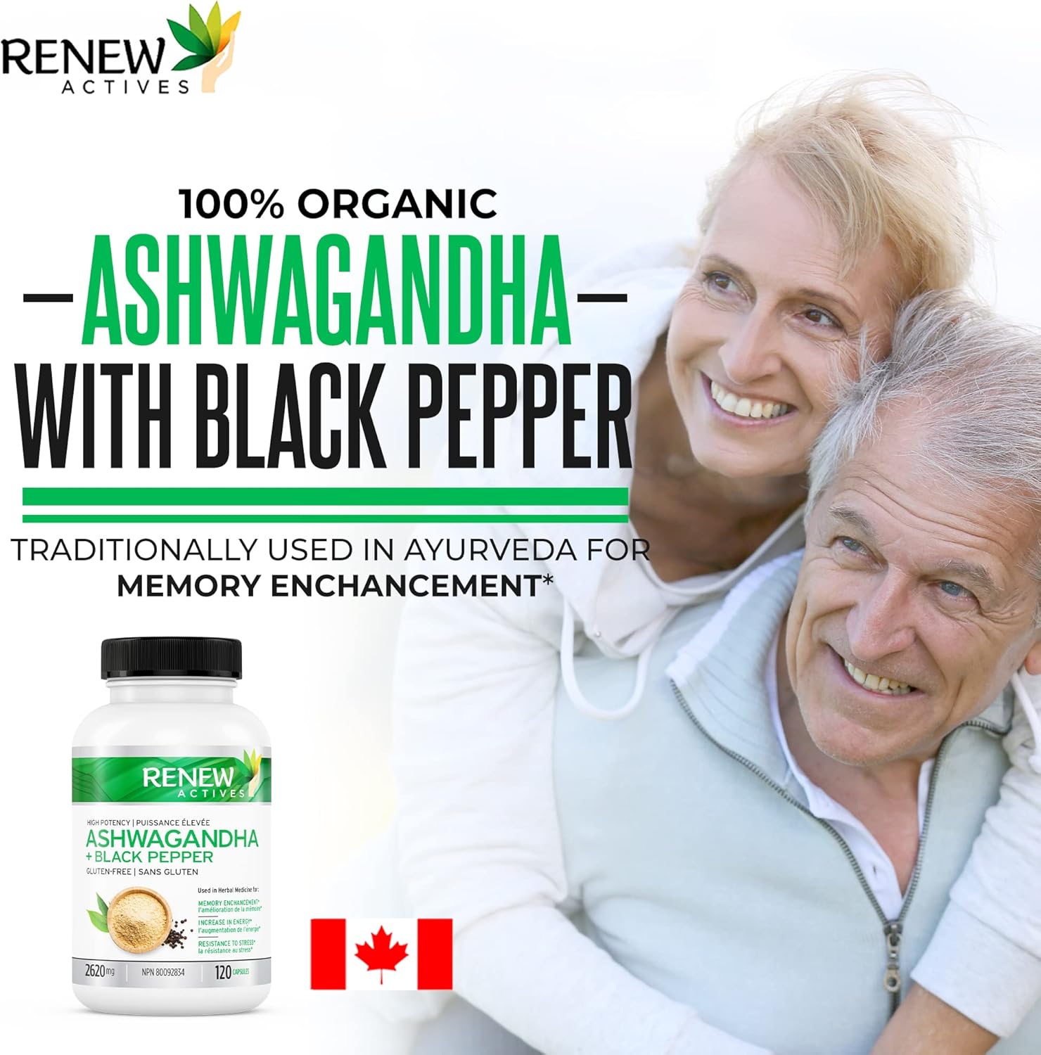Renew Actives ORGANIC ASHWAGANDHA Capsules 1300 Mg