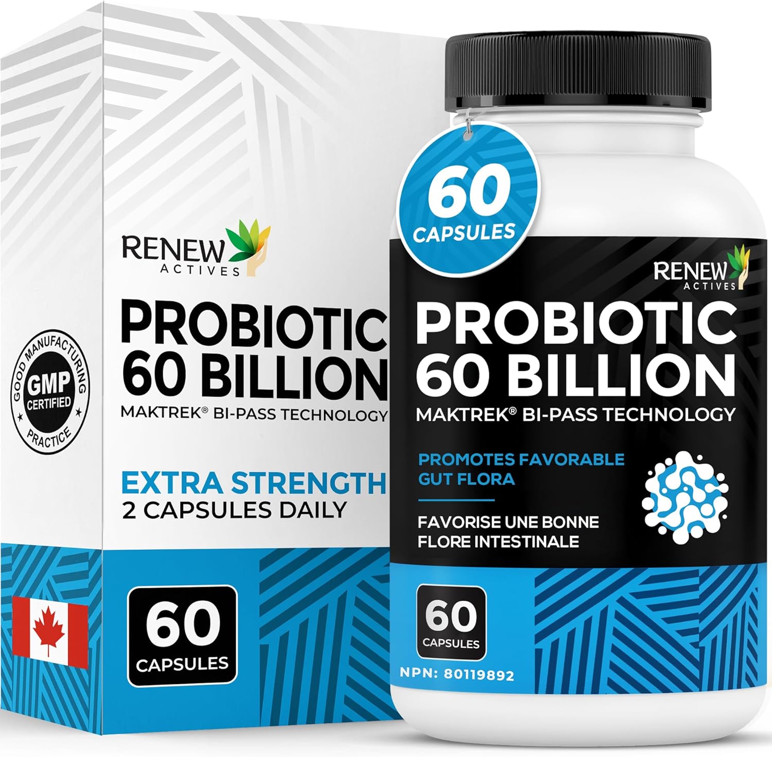 Renew Actives Probiotics 60 Billion CFU with MAKTREK Bi-Pass Technology - 60 Capsules