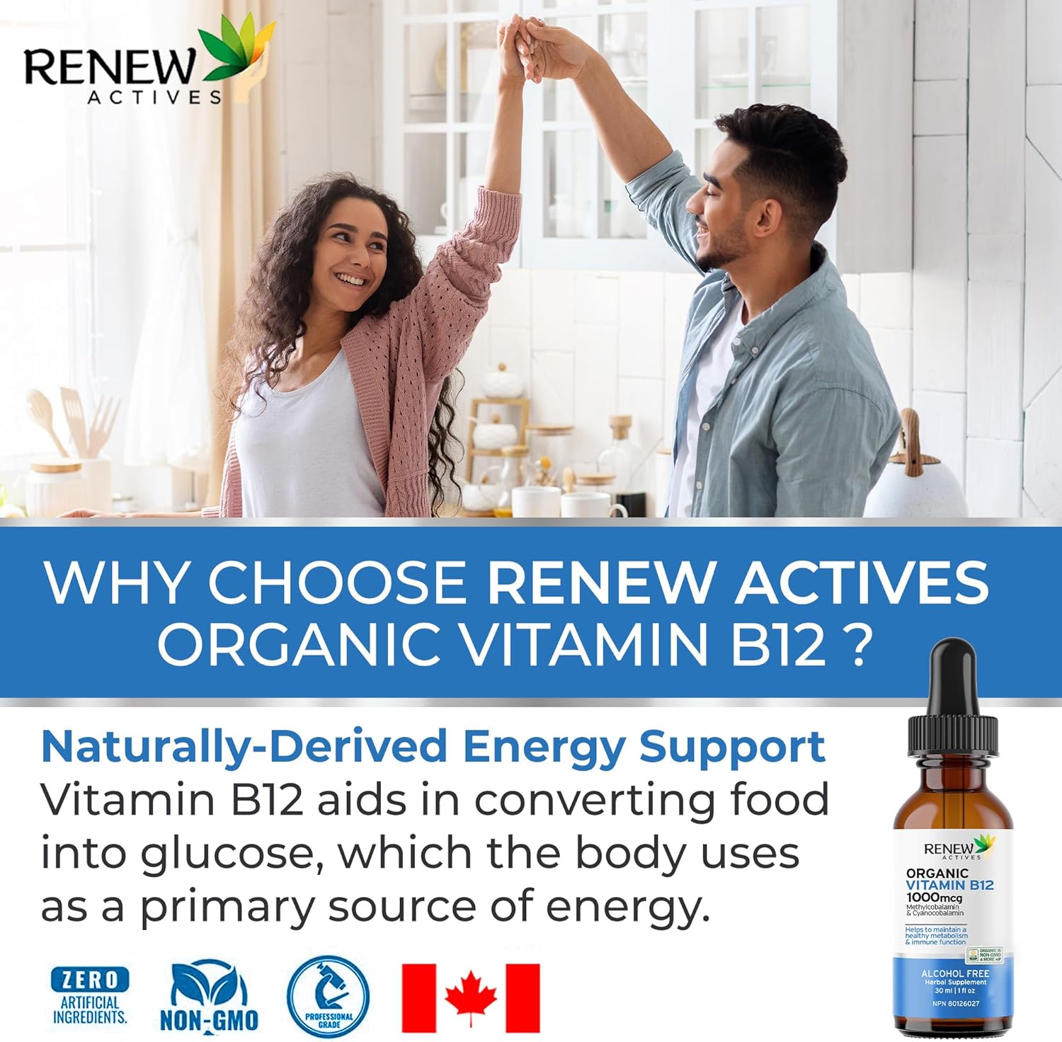 Renew Actives Premium B12 Liquid - Vegan Liquid Extract Supplement, 30ml