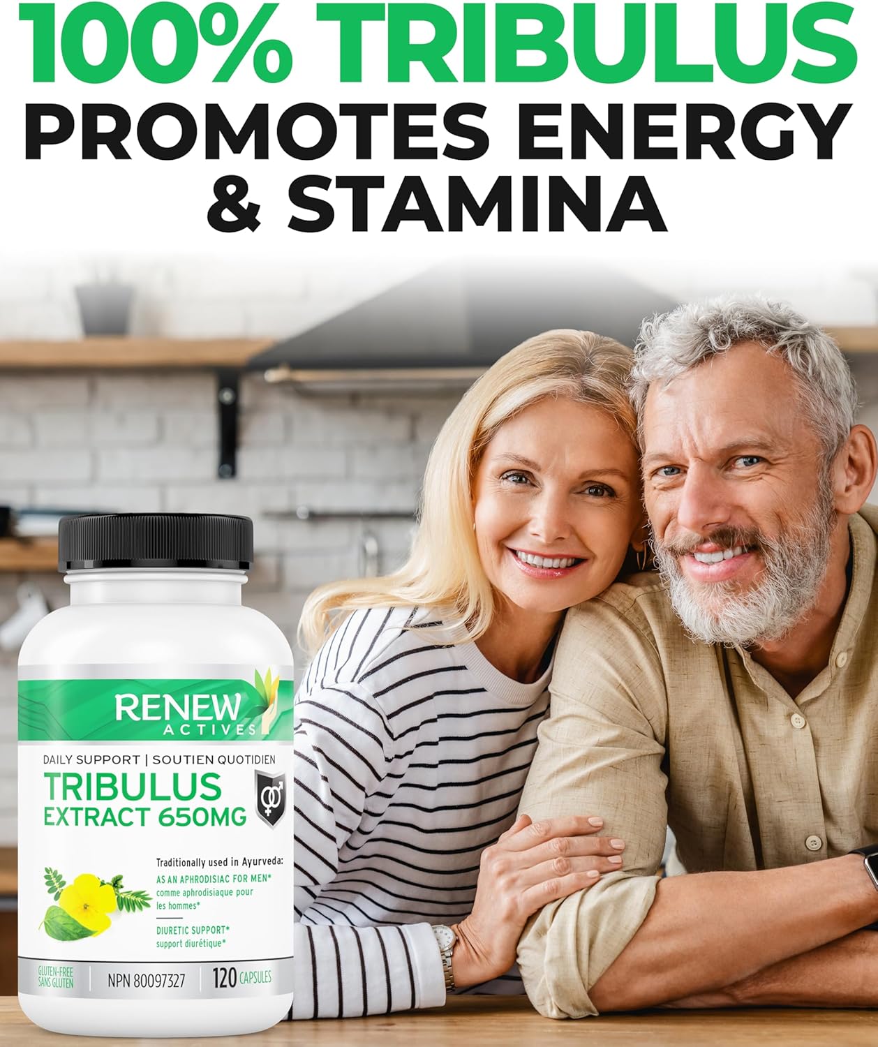 Renew Actives Tribulus Terrestris Extract: 1300mg Tribulus Powder Supplement with 45% Saponins