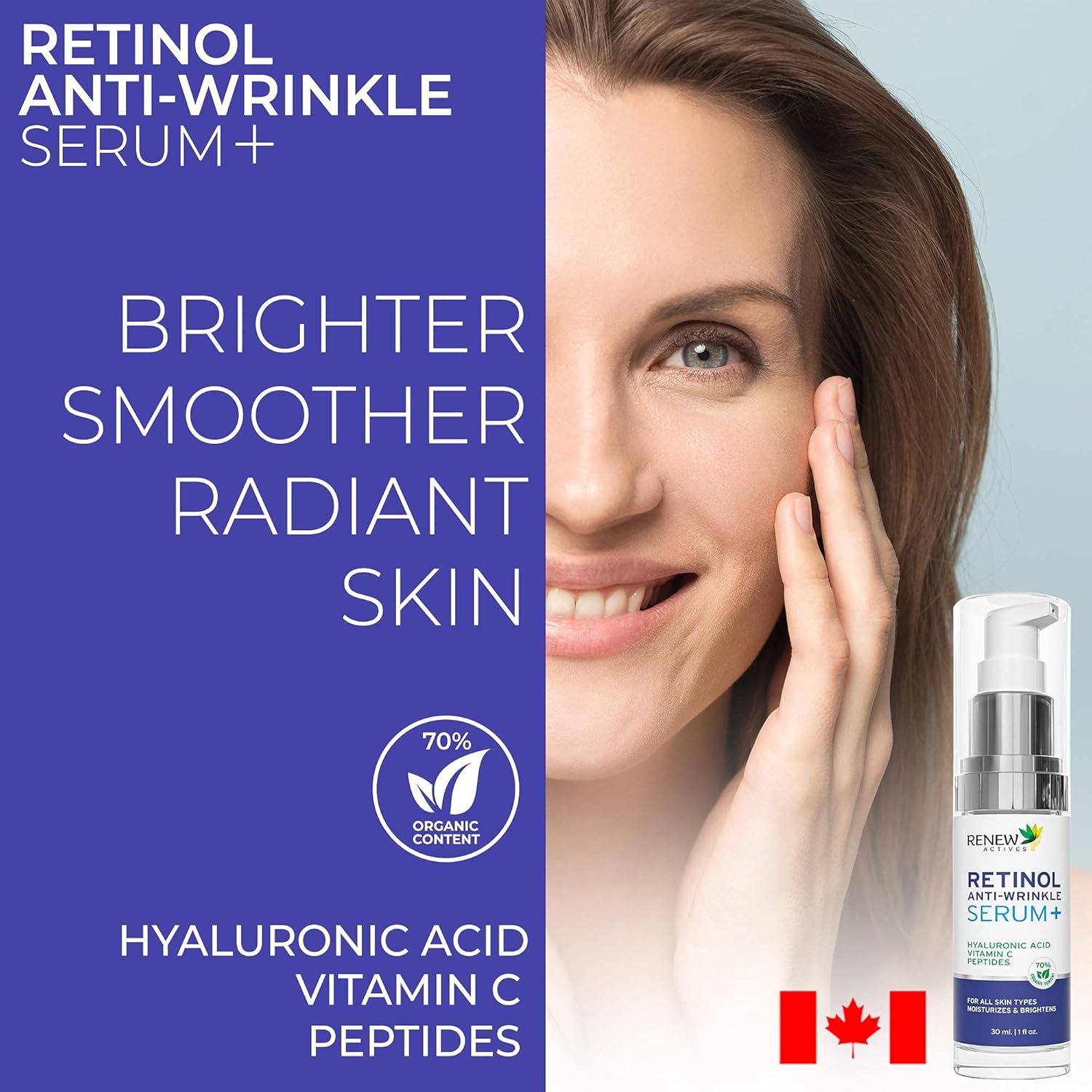 Renew Actives Retinol Serum for Face: Pure 1% Retinol Serum with Hyaluronic Acid