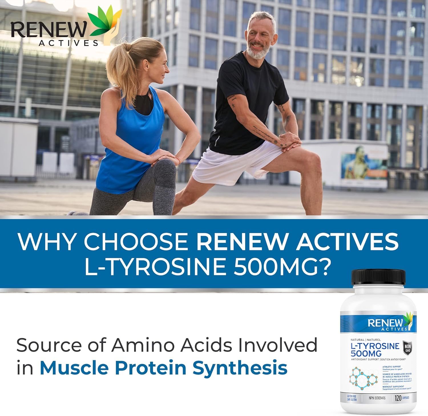 Renew Actives L-Tyrosine 500mg Capsules: 120 Vegan Easy to Swallow