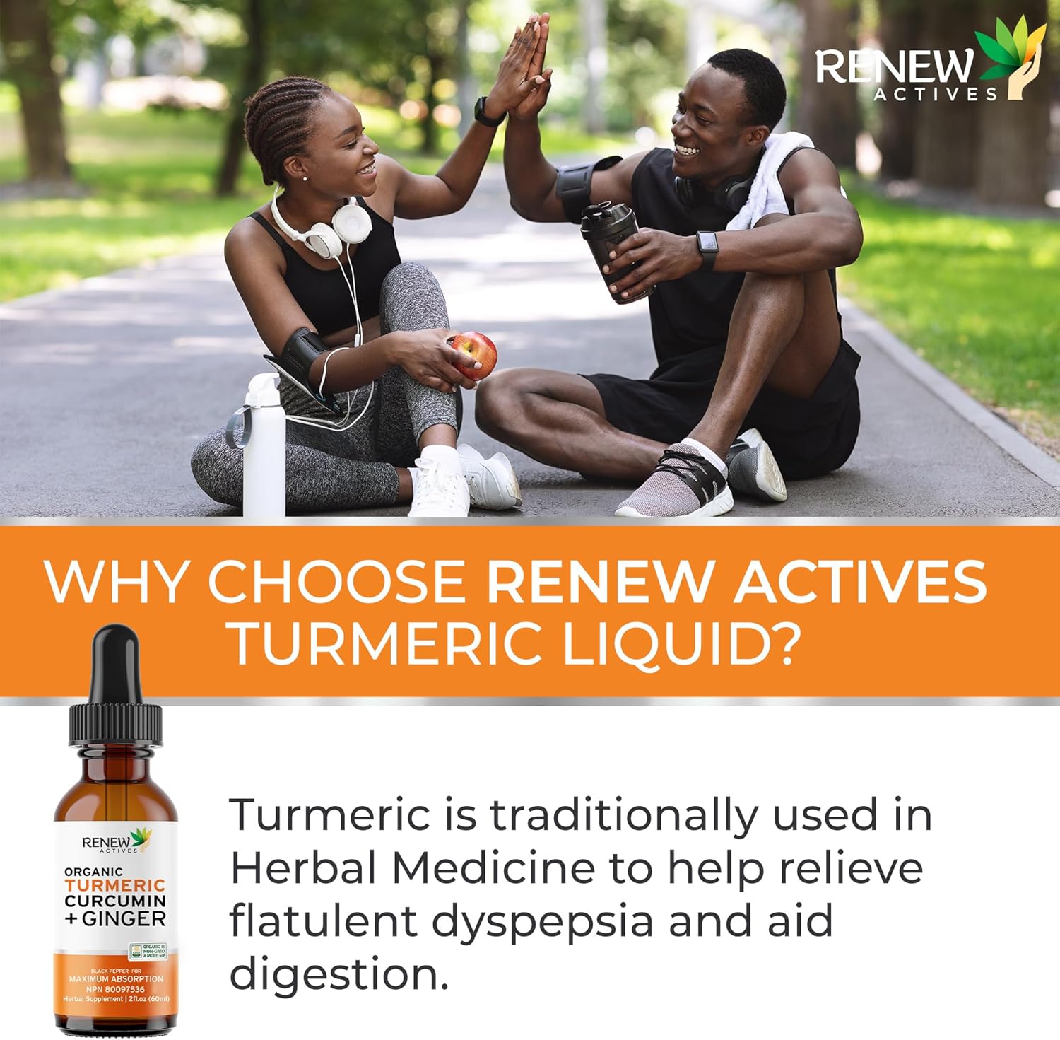 Renew Actives Organic Turmeric Curcumin Liquid Extract with Ginger & Lemon Oil