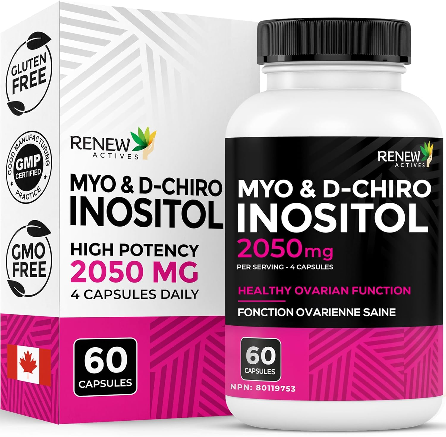 Renew Actives Myo-Inositol & D-Chiro Inositol Capsules 40:1 Ratio for Max Absorption