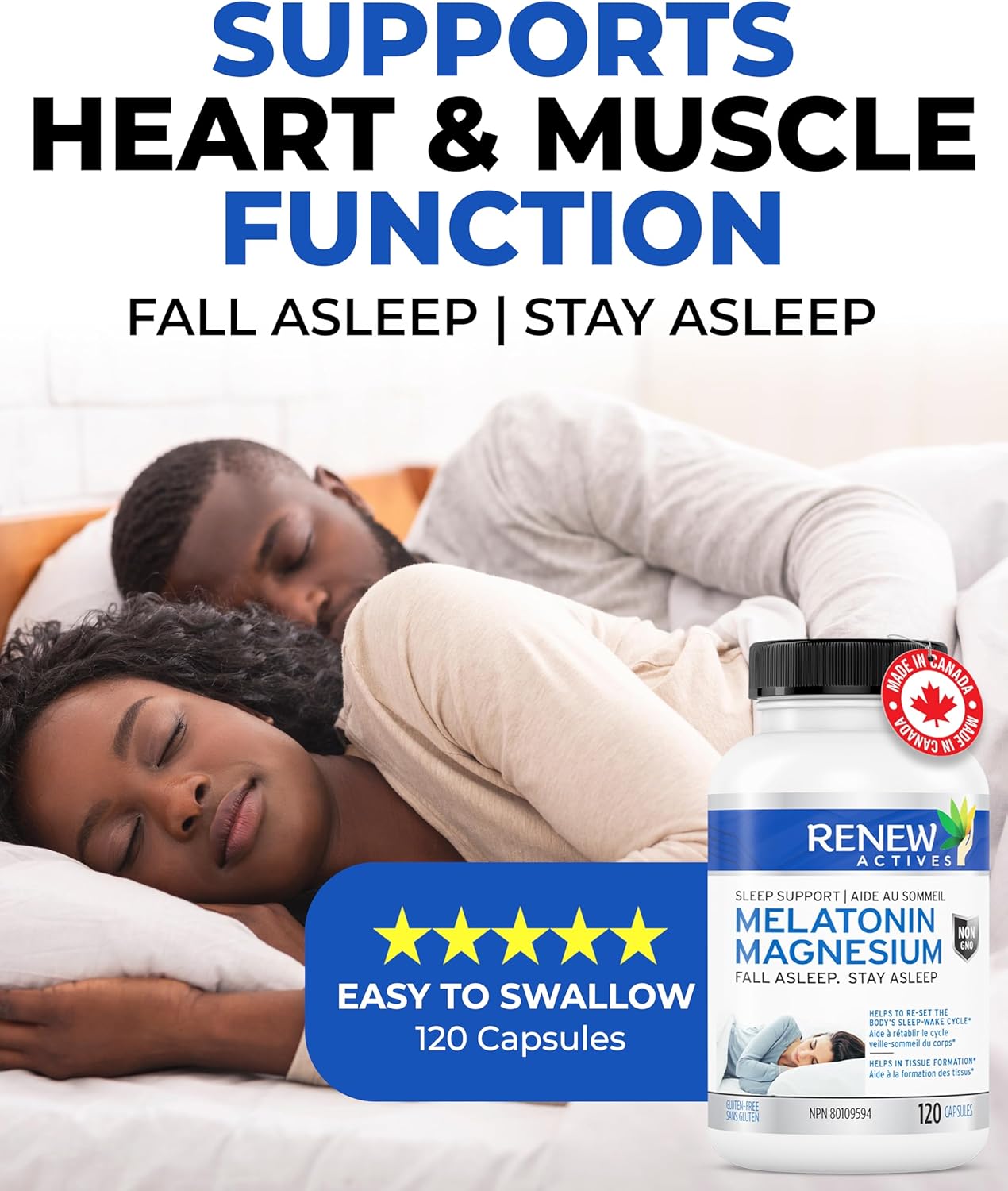 Renew Actives Melatonin: Magnesium Sleep Aid Vitamins with 10mg of Melatonin