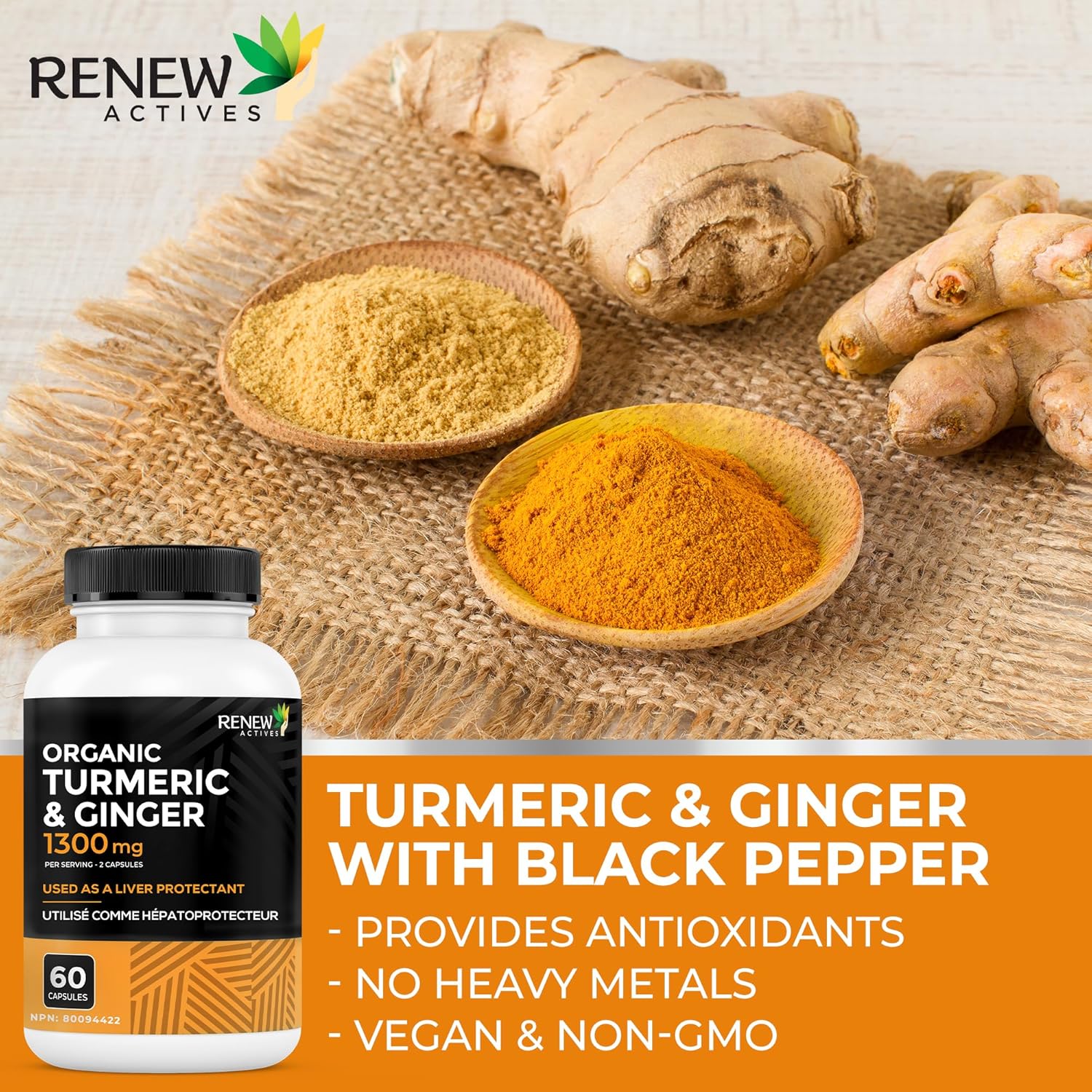 GINGER TURMERIC CURCUMIN Supplement Capsules