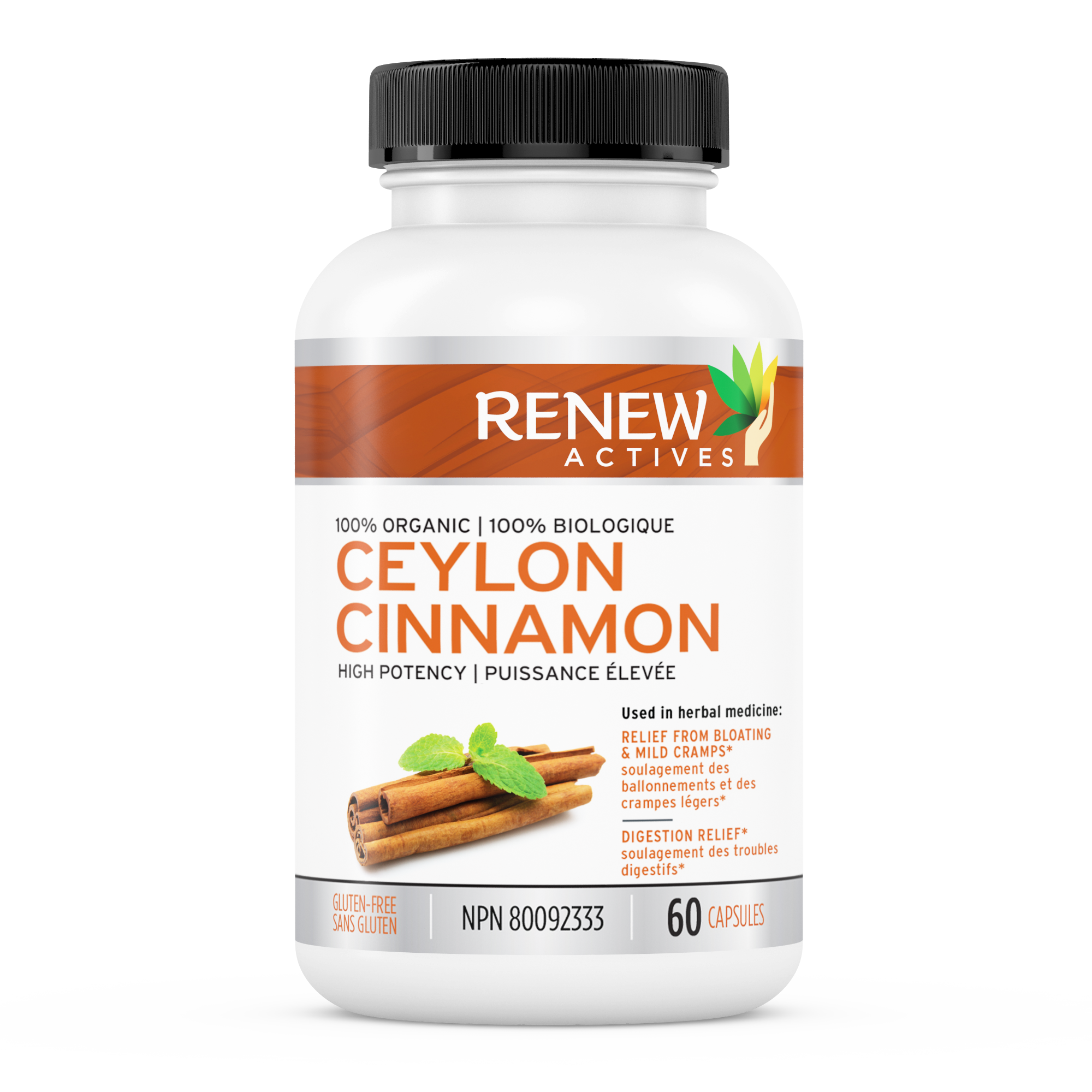 Renew Actives Organic Ceylon Cinnamon Supplement Capsules: Vegan Cinnamon Pills