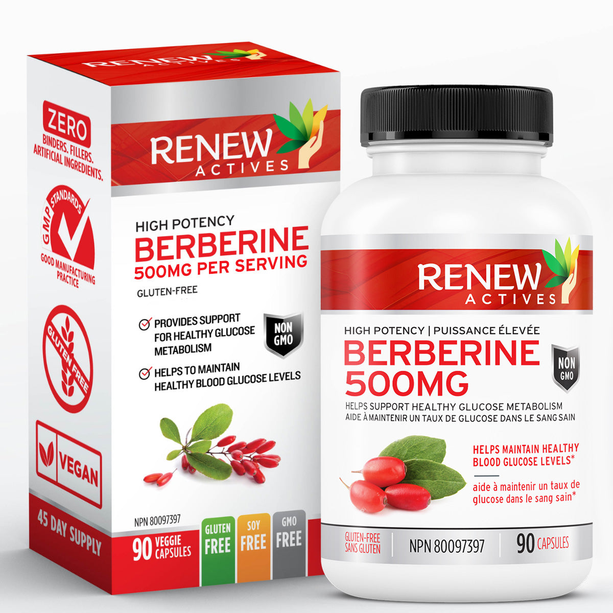 Renew Actives High Potency Berberine 500mg - 90 Capsules