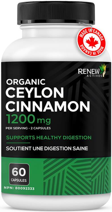 Renew Actives Organic Ceylon Cinnamon Supplement Capsules: Vegan Cinnamon Pills