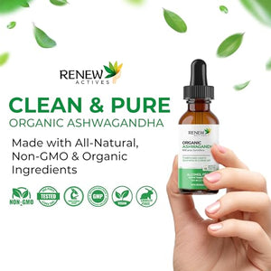 Renew Actives Ashwagandha Liquid - Cleansing Rejuvenative Tonic and Sleep Aid Supplement - 120 ml