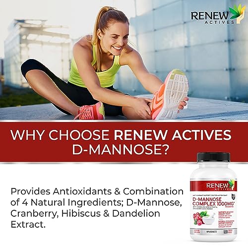 Renew Actives High Potency D-Mannose & Cranberry Complex 1000MG – Urinary Tract Support