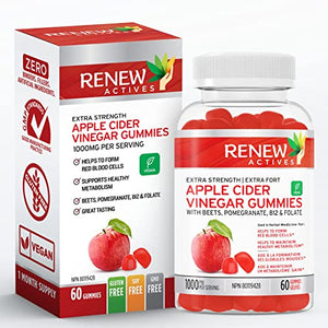 Renew Actives Apple Cider Vinegar Gummies, 500mg with Beetroot & Pomegranate for an Antioxidant Boost