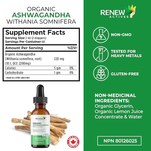 Renew Actives Ashwagandha Liquid - Cleansing Rejuvenative Tonic and Sleep Aid Supplement - 120 ml
