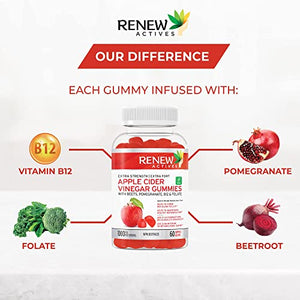Renew Actives Apple Cider Vinegar Gummies, 500mg with Beetroot & Pomegranate for an Antioxidant Boost
