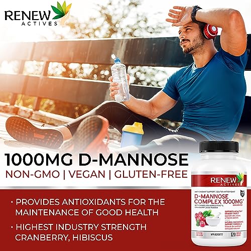 Renew Actives High Potency D-Mannose & Cranberry Complex 1000MG – Urinary Tract Support