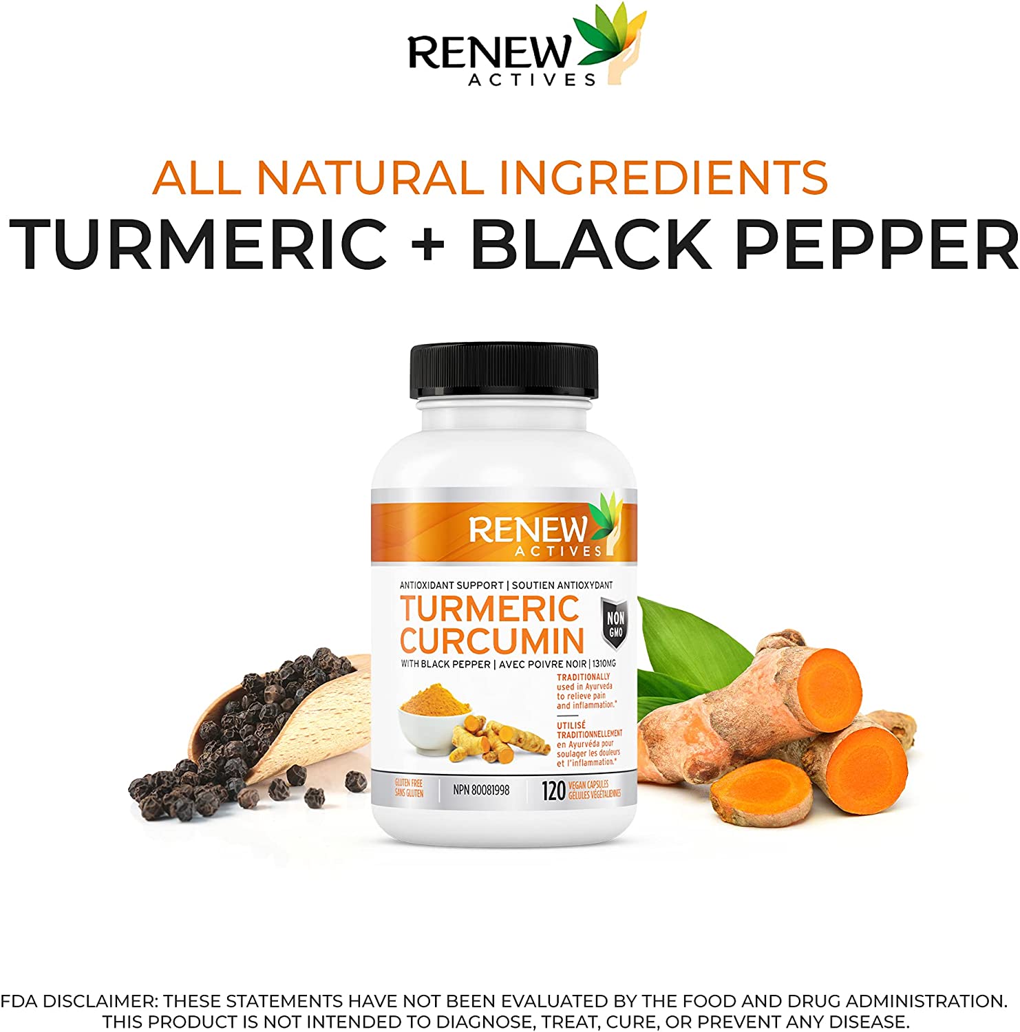 TURMERIC + BLACK PEPPER Capsules - Turmeric Curcumin w Bioperine