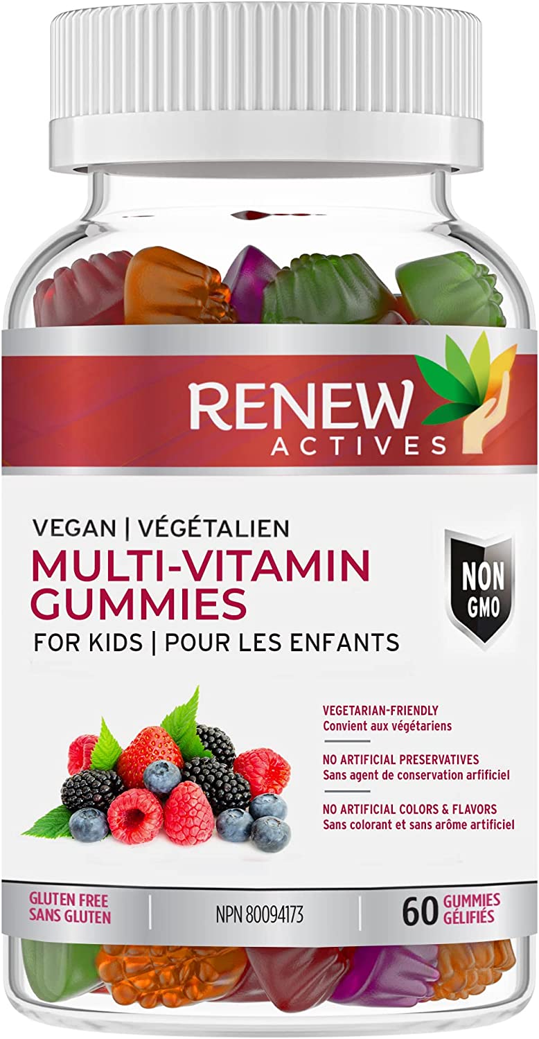 Renew Actives Kids Multivitamin Gummies, (60 Count) Yummy Strawberry / Orange