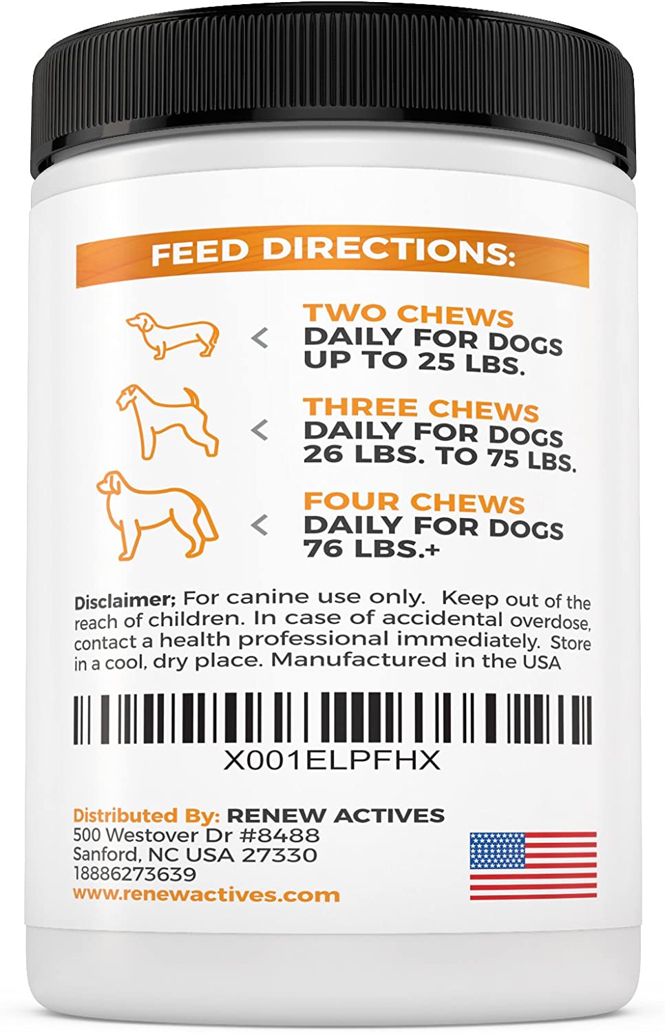 Renew Actives Dog Joint Pain Support Supplement, 120 Capsules