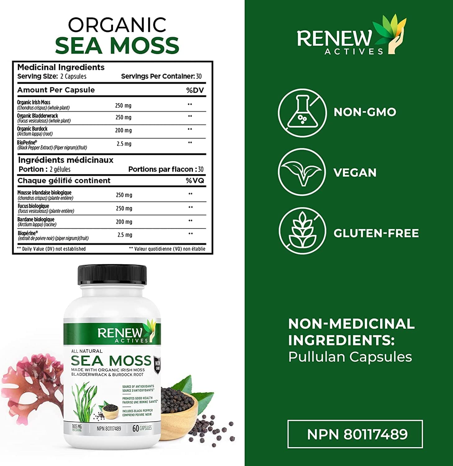 Renew Actives Sea Moss Capsules with BioPerine® for Max Absorption