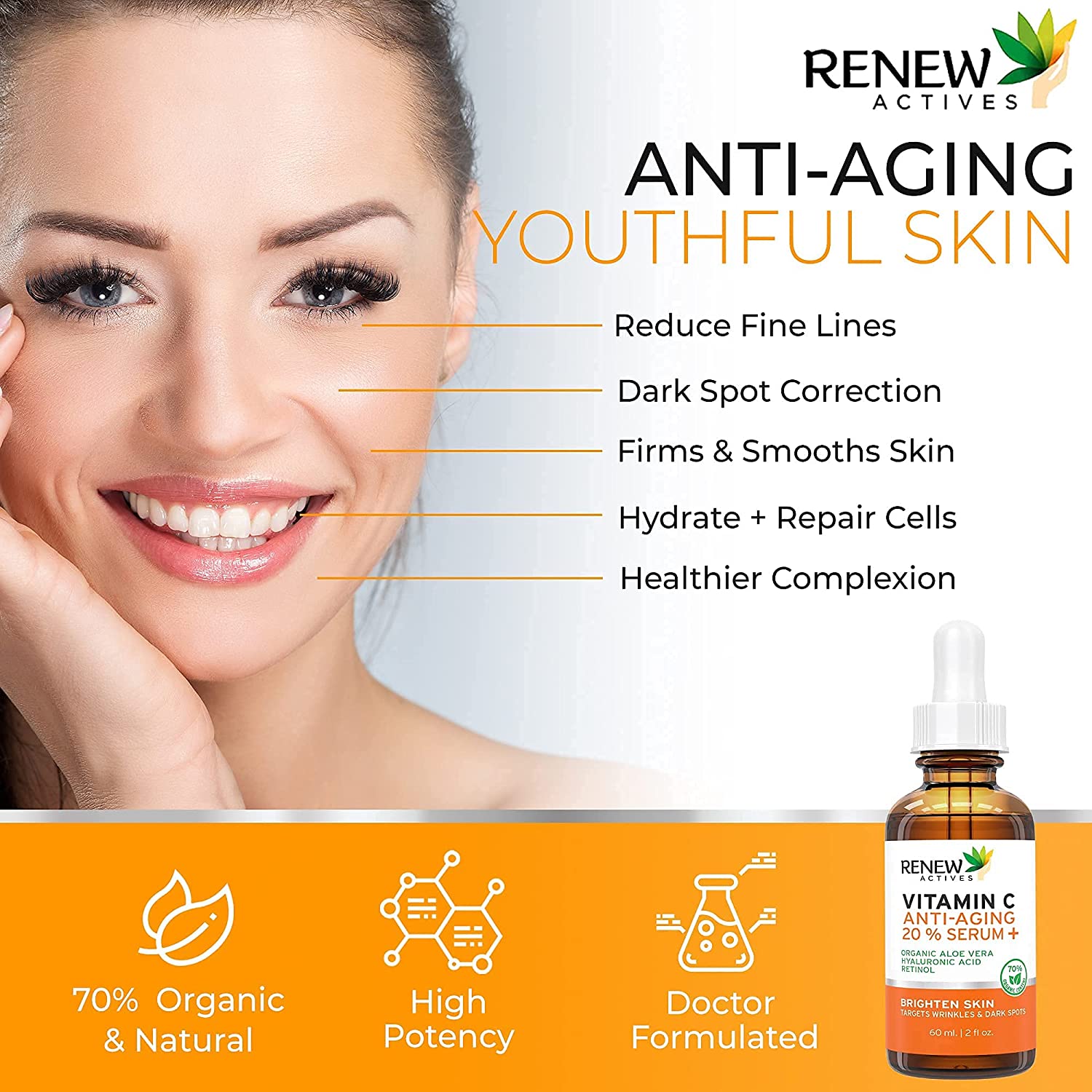 Renew Actives Vitamin C Serum – Anti-Aging Serum with Vitamin C, Hyaluronic Acid and Retinol