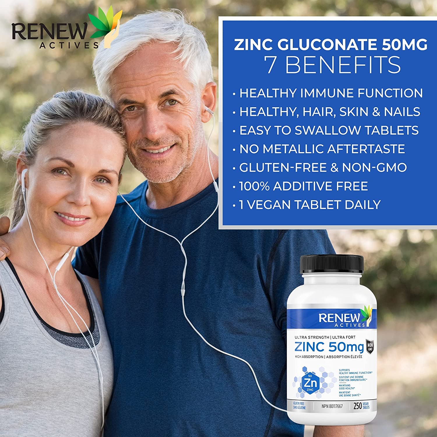 Renew Actives Zinc Supplements, 8 Month Supply (250 Count)