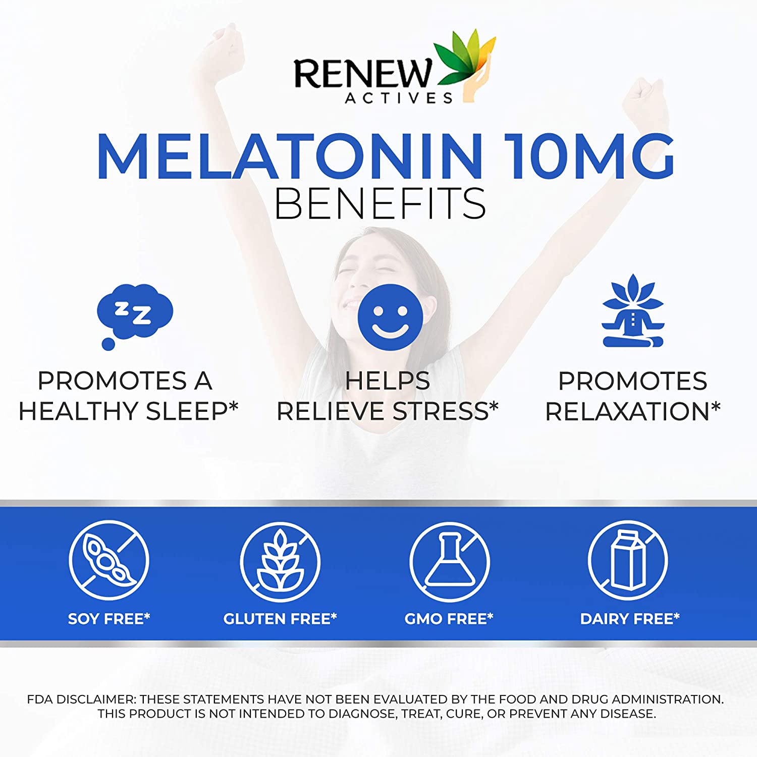 Renew Actives Melatonin 10mg – Sleep Aid Dietary Supplement