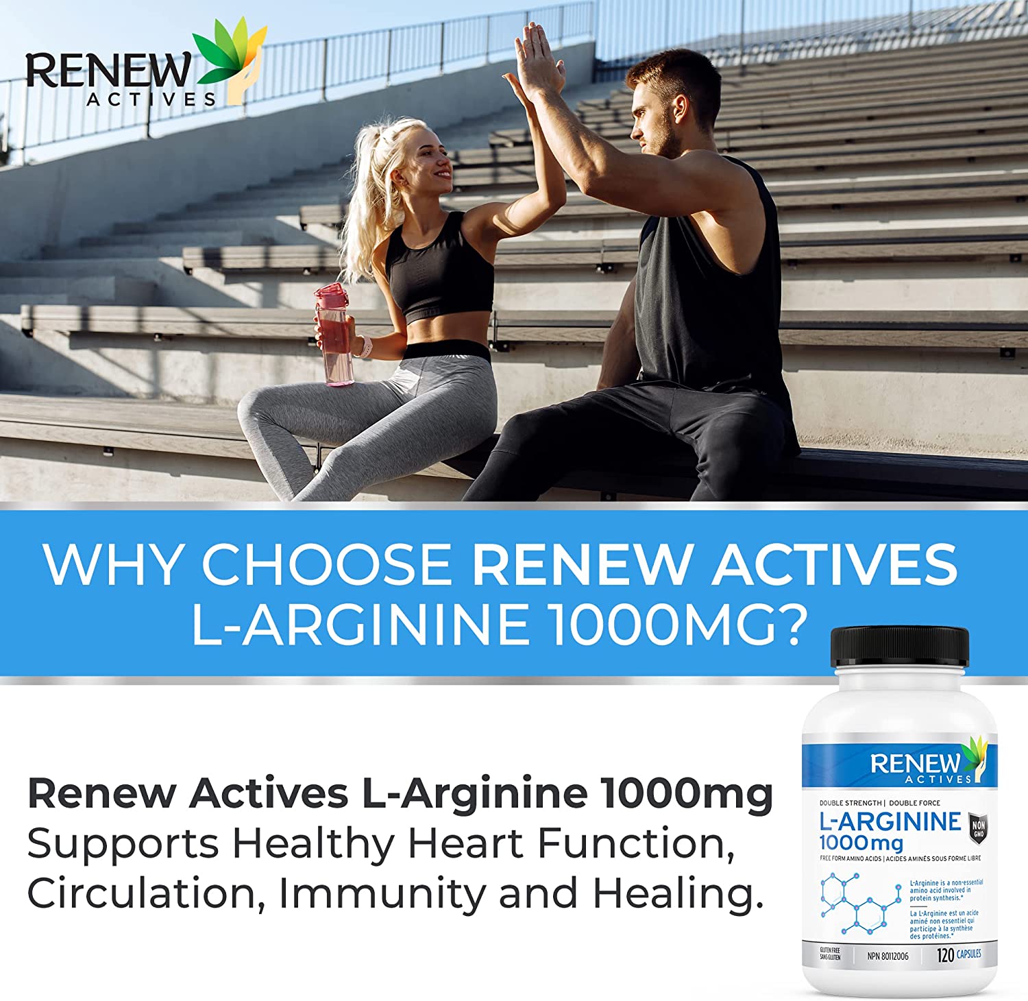 Renew Actives L-Arginine 1000mg, 120 Count