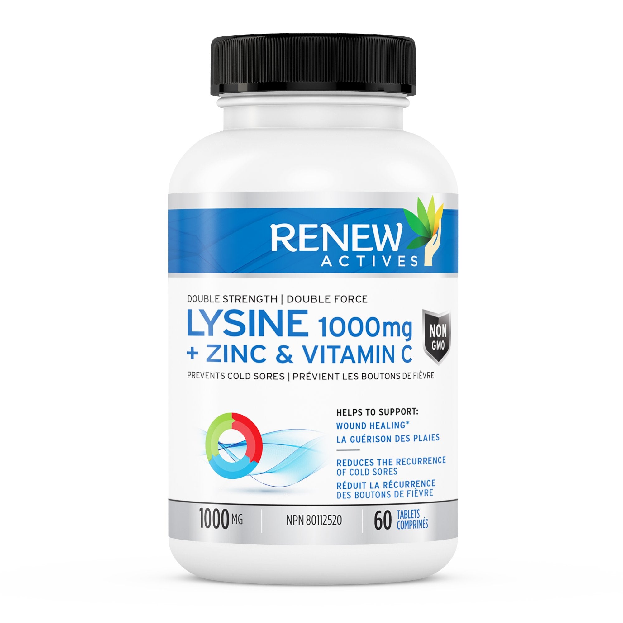Renew Actives MAXIMUM STRENGTH L-Lysine 1000mg Capsules w. Zinc & Vitamin C (RARE)