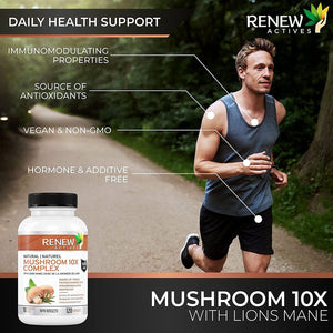 Renew Actives Mushroom Complex Supplement 10X with Reishi