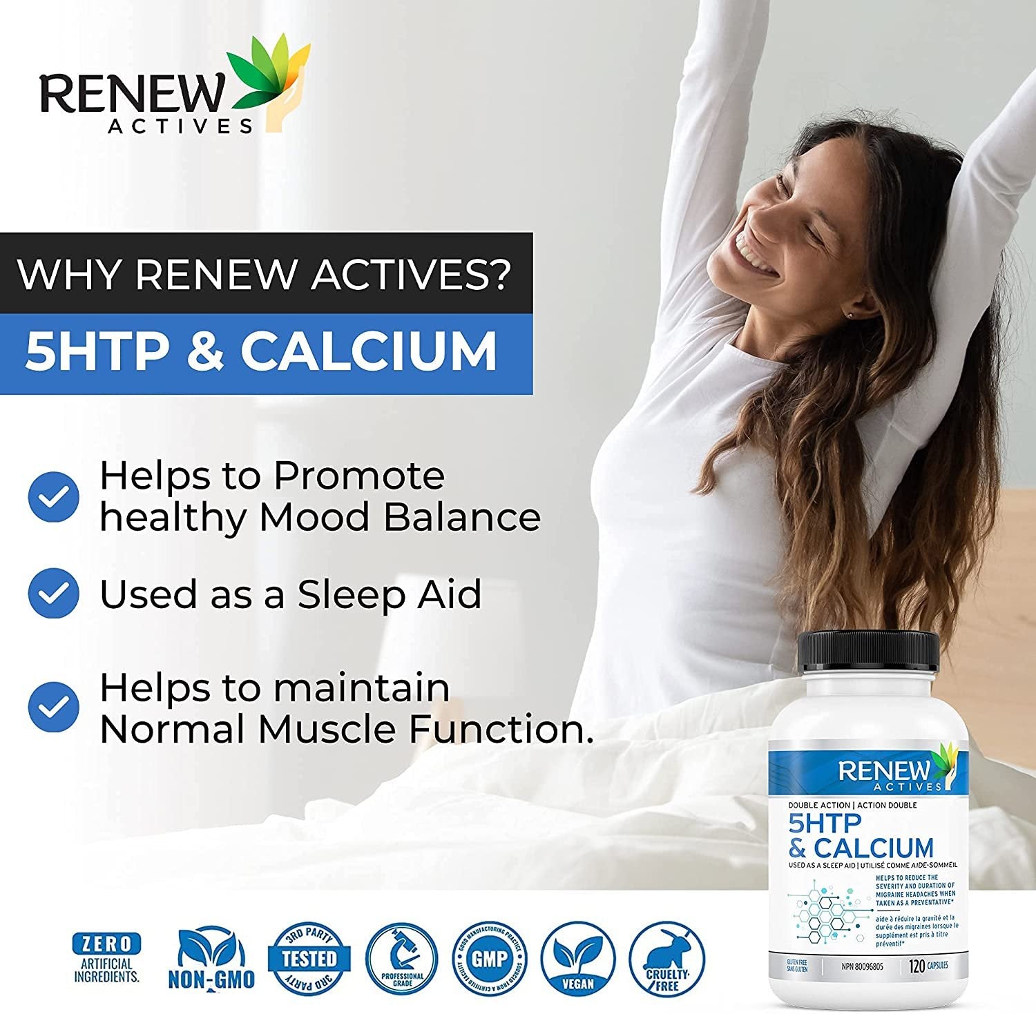 Renew Actives 5HTP & Calcium 200mg Supplement