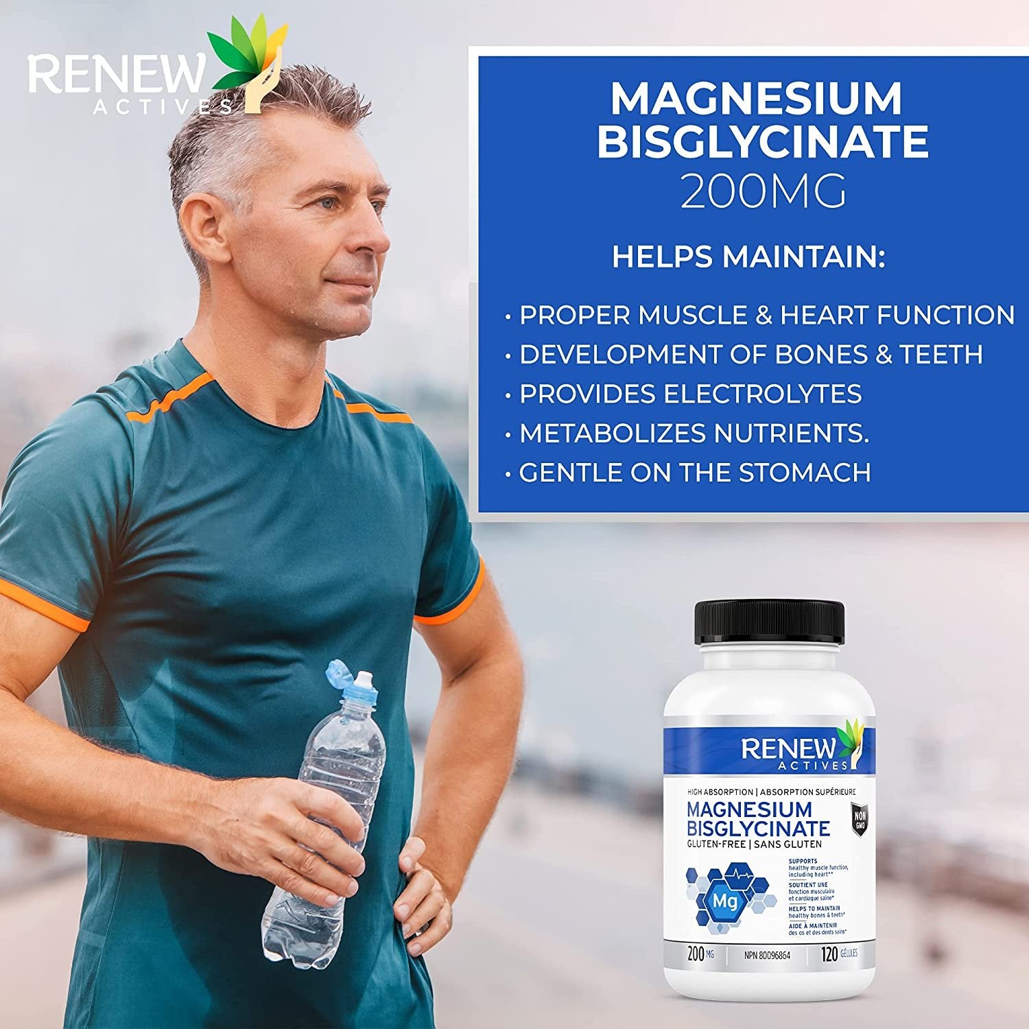 Renew Actives Magnesium Glycinate Supplement 200 mg