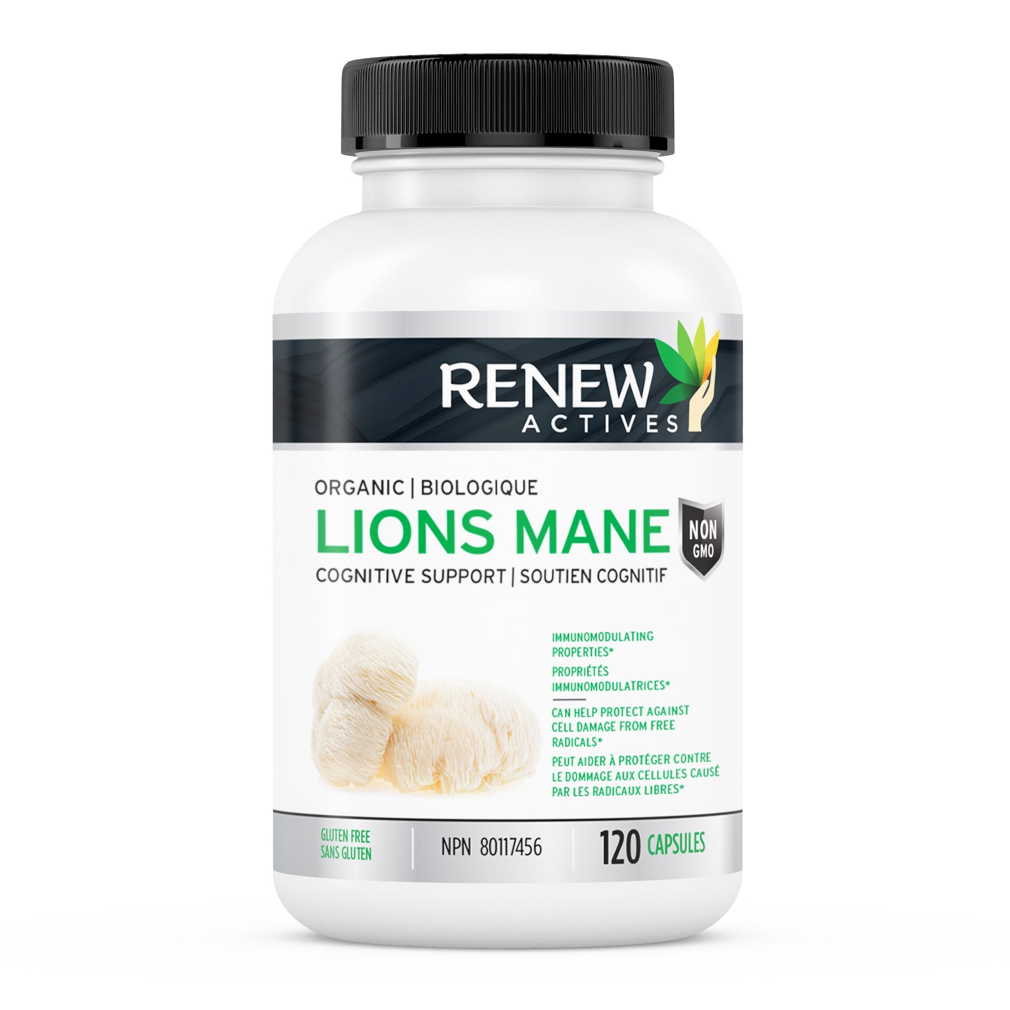 Renew Actives 1100mg Organic Lions Mane Mushroom Supplement (120 Capsules)