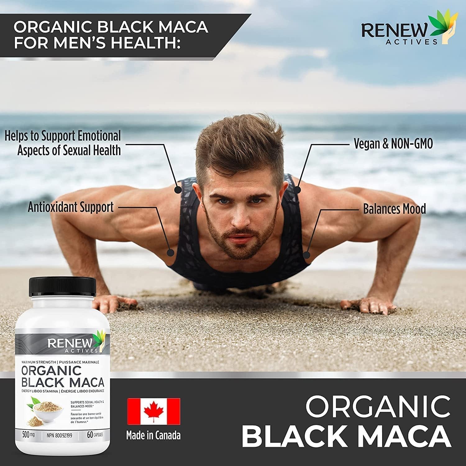 Black MACA Dietary Supplement Pills 1000mg - Gelatinized Peruvian Black Maca Root Powder