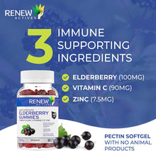 Load image into Gallery viewer, Renew Actives Elderberry Gummies – 60Pcs Vitamin C with Zinc
