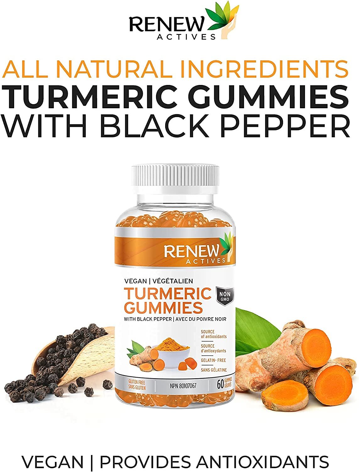 Renew Actives Turmeric Gummies with Black Pepper – 60 Pcs