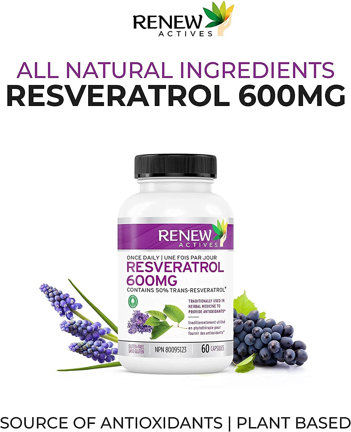 Renew Actives Optimized Resveratrol Supplement 600mg