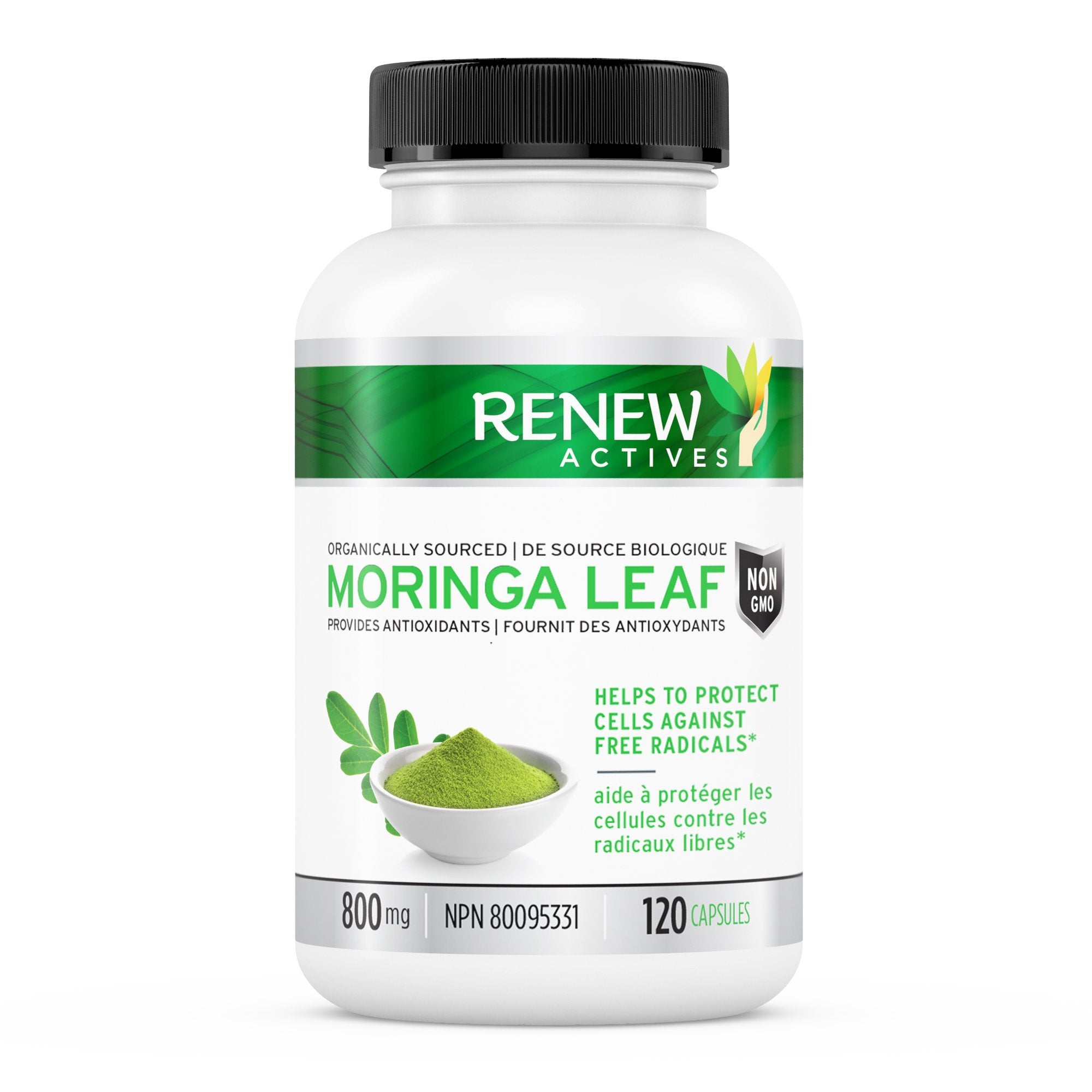 Renew Actives Organic Moringa Leaf Supplement: 120 High Potency Moringa Oleifera Capsules