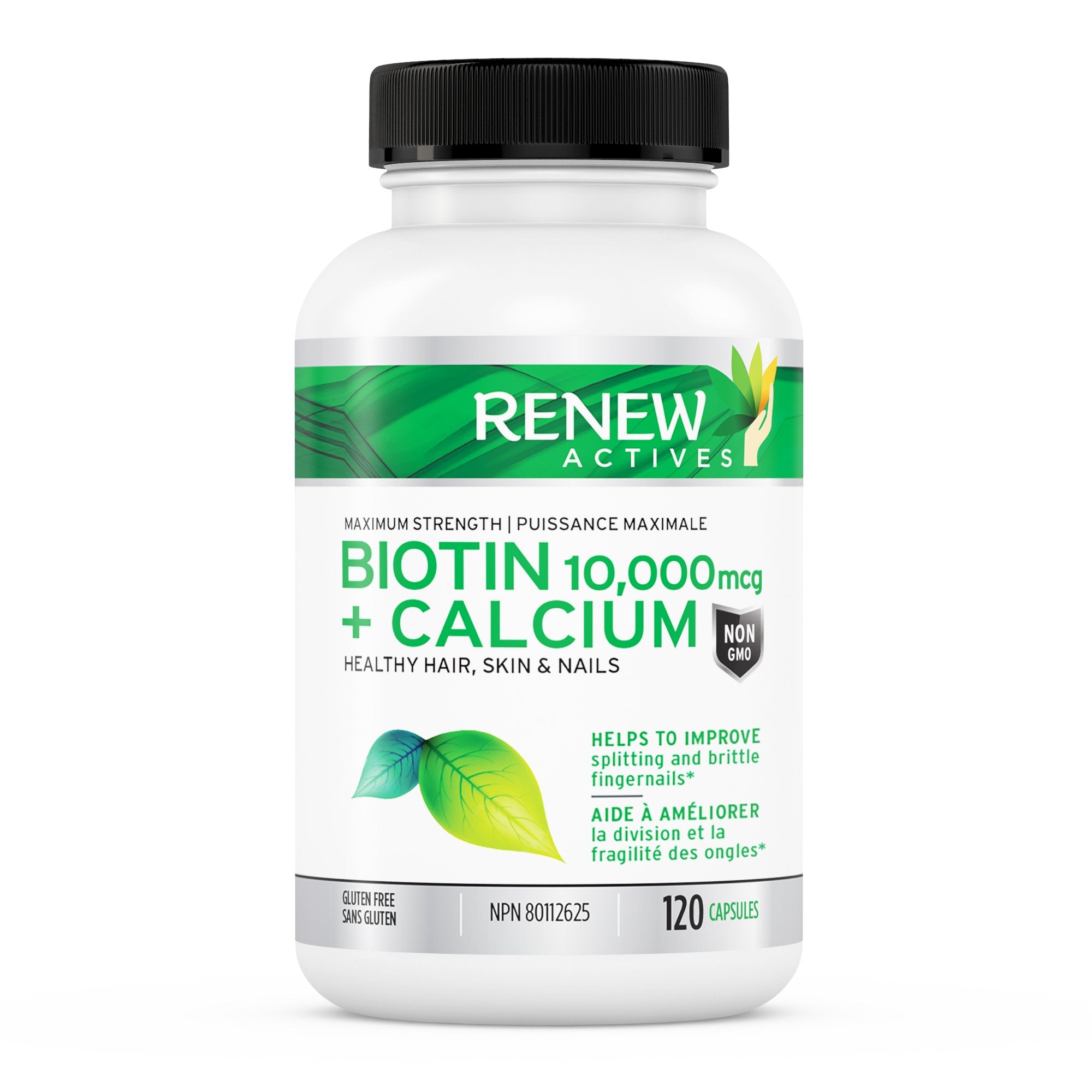 Renew Actives New Biotin & Calcium 10000mcg Supplement - for Healthy Hair Skin & Nails