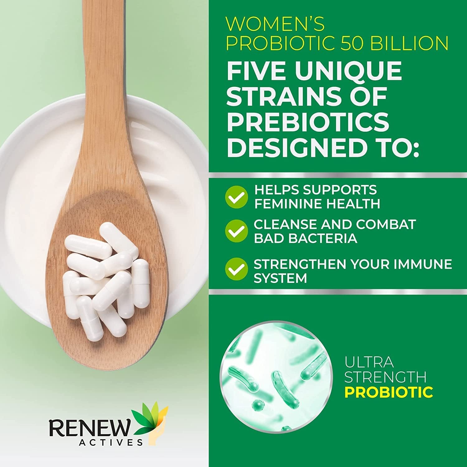 Renew Actives 50 Billion Probiotics for Women with MAKTREK Bi-Pass Technology
