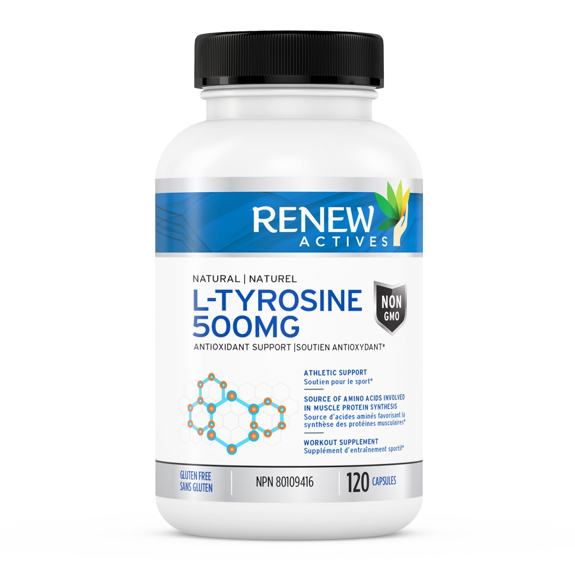 Renew Actives L-Tyrosine 500mg Capsules: 120 Vegan Easy to Swallow