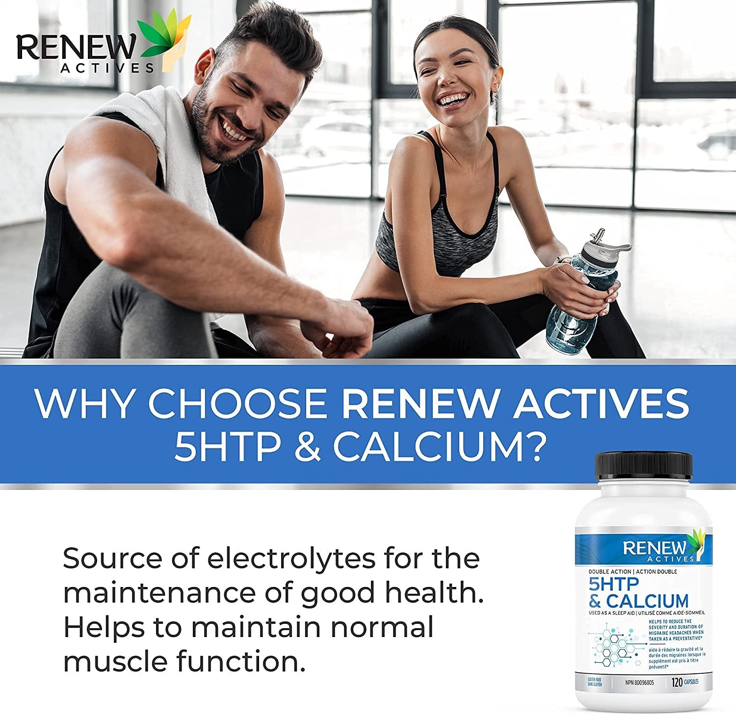 Renew Actives 5HTP & Calcium 200mg Supplement