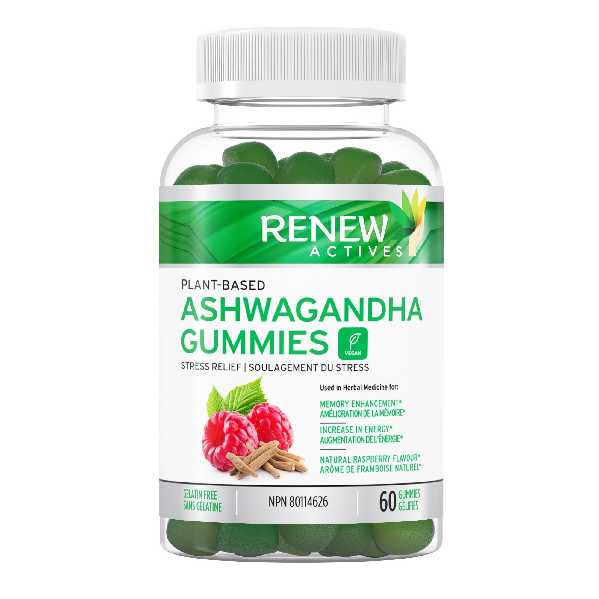 Renew Actives Ashwagandha Gummies, 1500mg Ashwagandha, Great Taste Mixed Berry Flavor