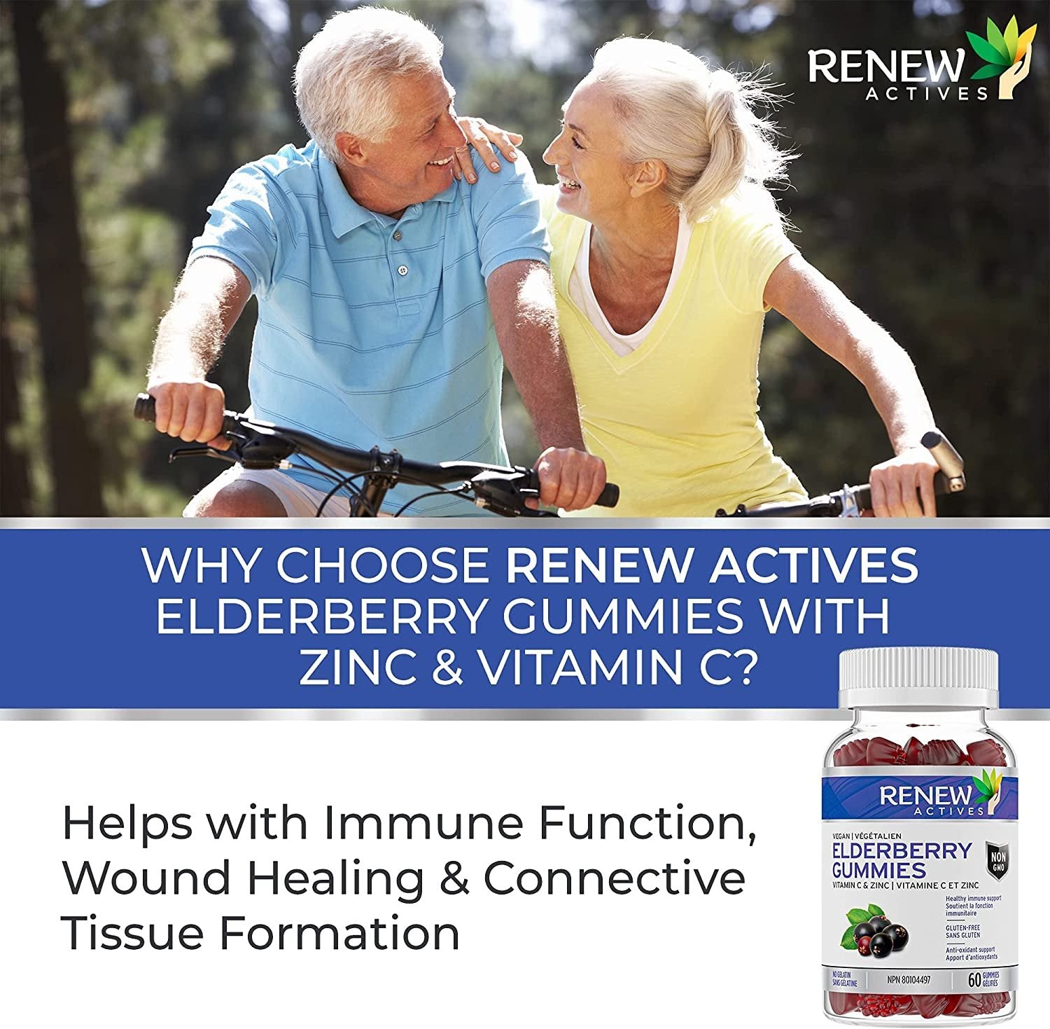 Renew Actives Elderberry Gummies – 60Pcs Vitamin C with Zinc